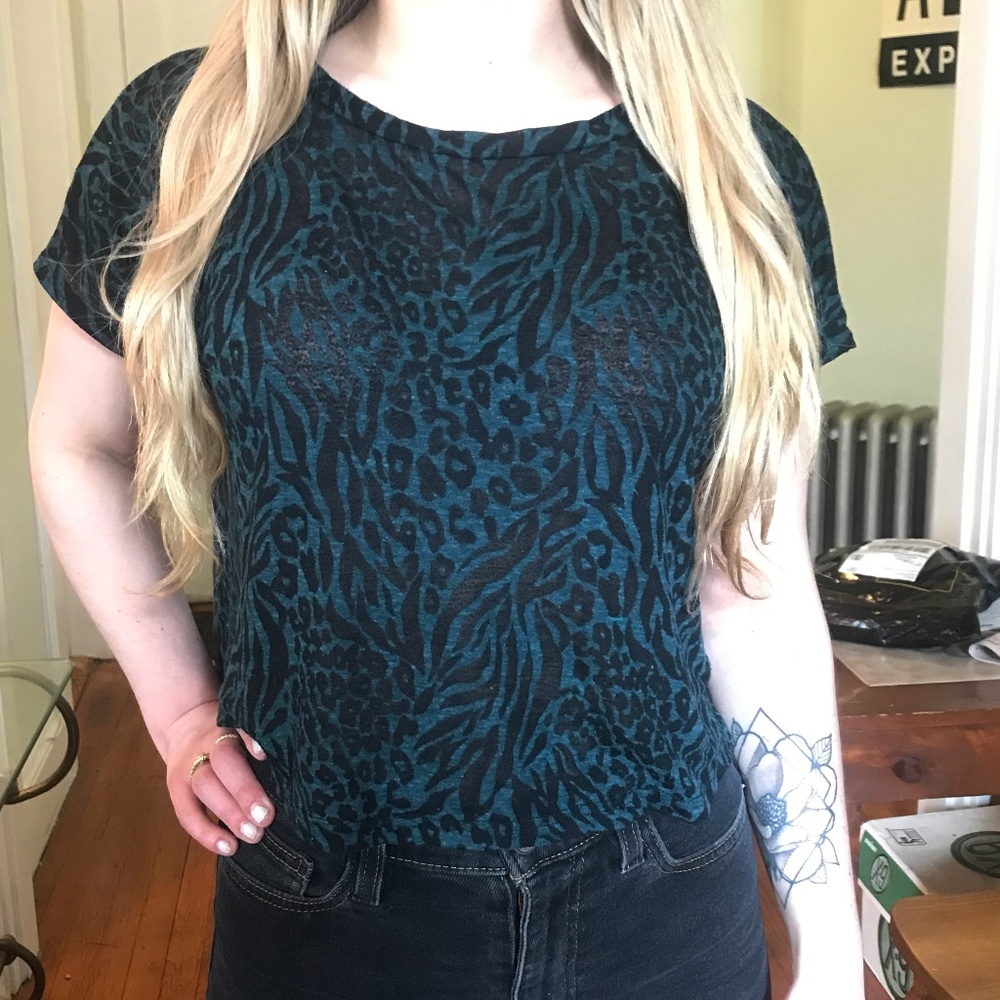 Urban Outfitters Sheer Leopard Print Crop Top